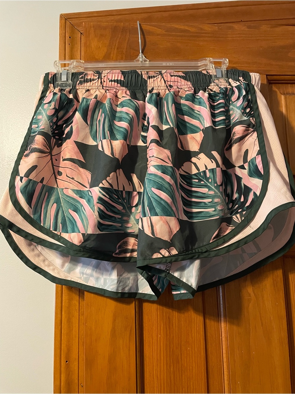 Nike Women's Dark Green & Pink Tropical Leaf Running Shorts